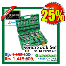 Kunci Sock Set 1/4"-1/2"DR 94pcs  6 PT ( Plastik ) Tekiro